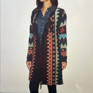 Wrangler Aztec Long Cardigan Sweater SzXL